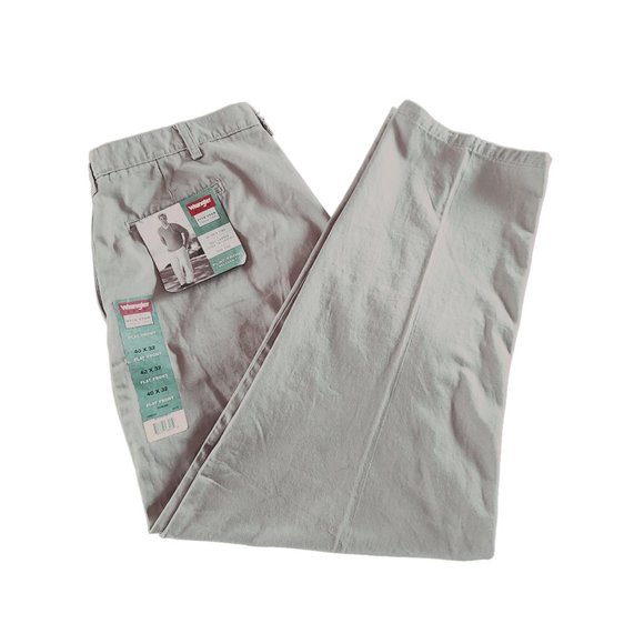 Wrangler Mens Khaki Flat Front Relaxed Fit Wrinkle Resistant Casual Pants 40 32L - Picture 2 of 14